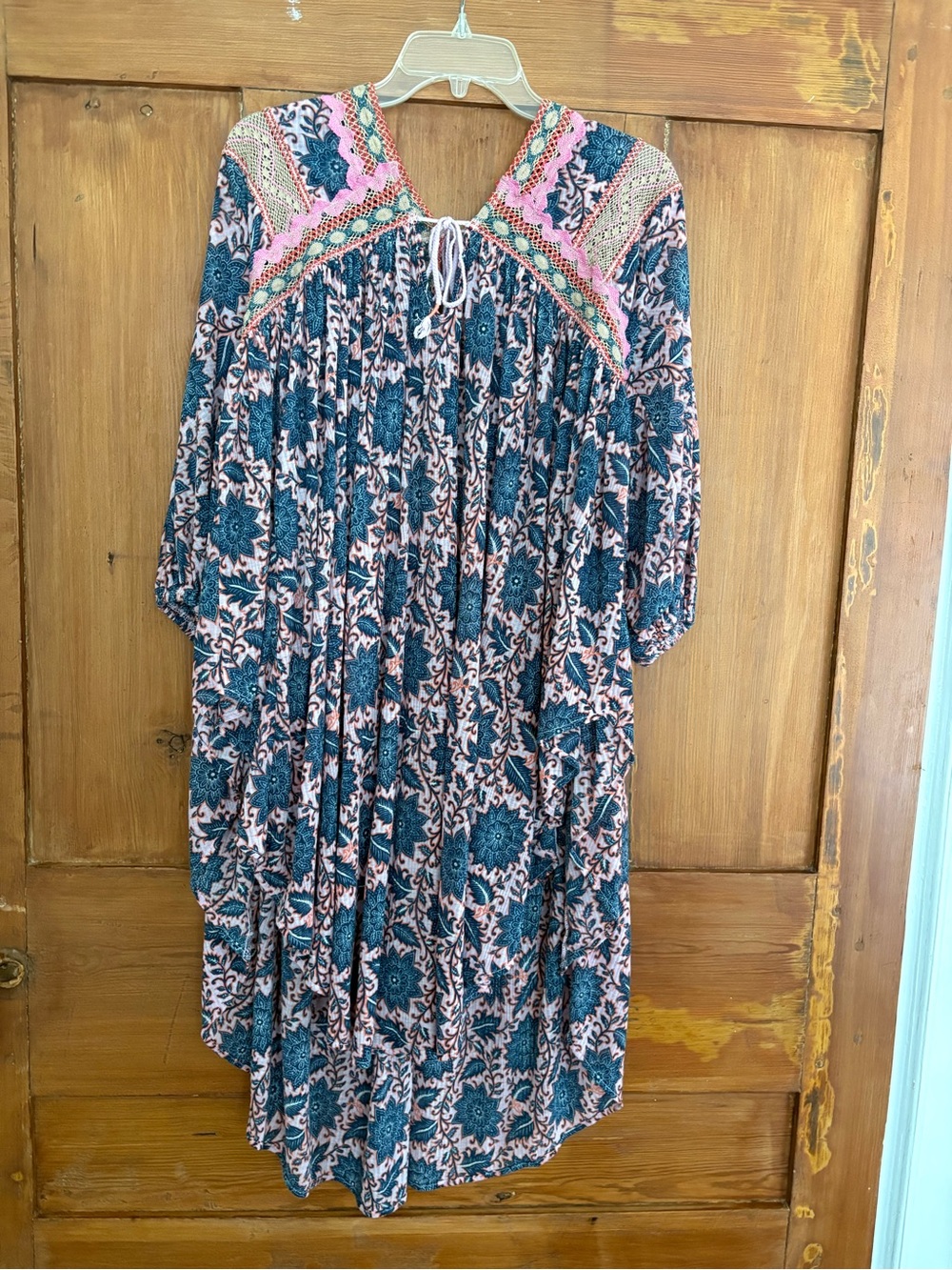 Free People in Blue, Pink & Coral Boho Peasant Dress Size XS - Picture 5 of 9